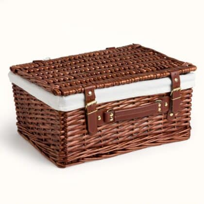 Split Willow Hamper Basket with Linen Liner